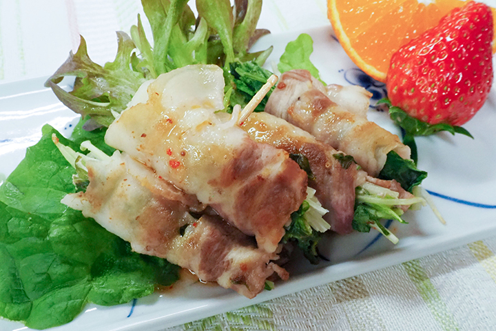 水菜と豚バラ肉の中華和え